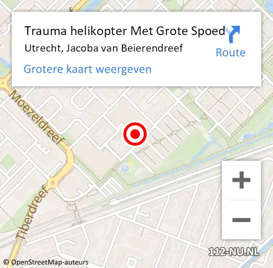 Locatie op kaart van de 112 melding: Trauma helikopter Met Grote Spoed Naar Utrecht, Jacoba van Beierendreef op 21 april 2022 15:18