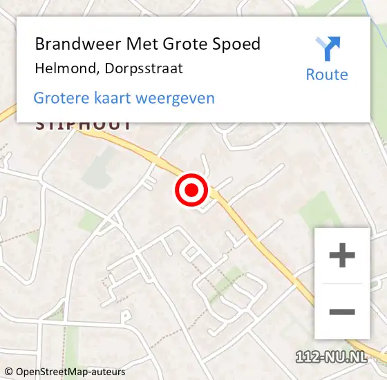 Locatie op kaart van de 112 melding: Brandweer Met Grote Spoed Naar Helmond, Dorpsstraat op 21 april 2022 15:44