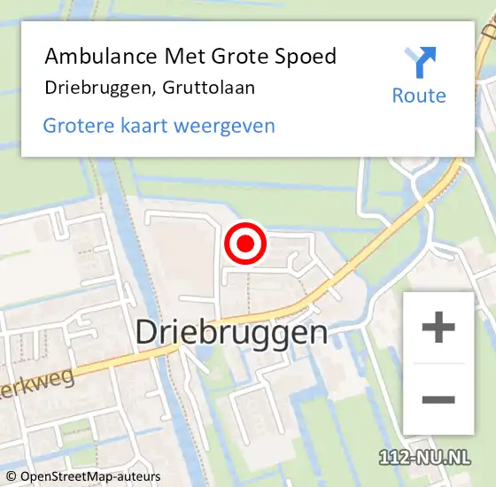 Locatie op kaart van de 112 melding: Ambulance Met Grote Spoed Naar Driebruggen, Gruttolaan op 21 april 2022 15:49