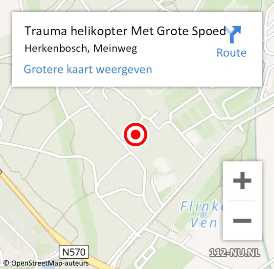 Locatie op kaart van de 112 melding: Trauma helikopter Met Grote Spoed Naar Herkenbosch, Meinweg op 21 april 2022 16:14