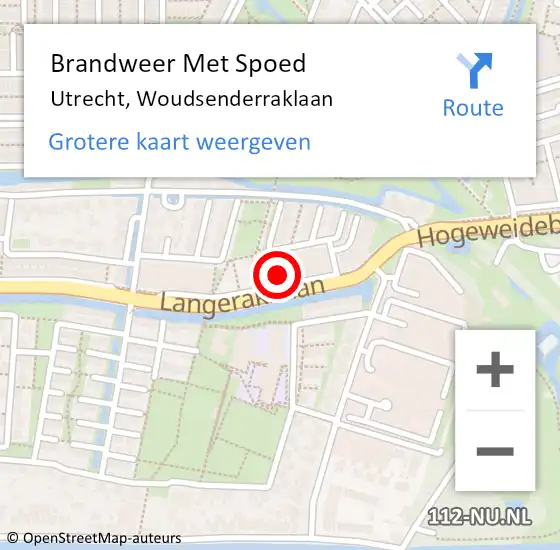 Locatie op kaart van de 112 melding: Brandweer Met Spoed Naar Utrecht, Woudsenderraklaan op 21 april 2022 17:20