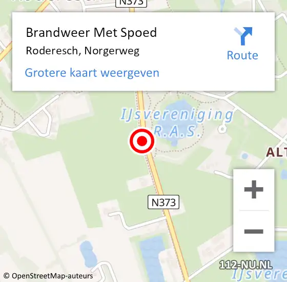 Locatie op kaart van de 112 melding: Brandweer Met Spoed Naar Roderesch, Norgerweg op 21 april 2022 18:08