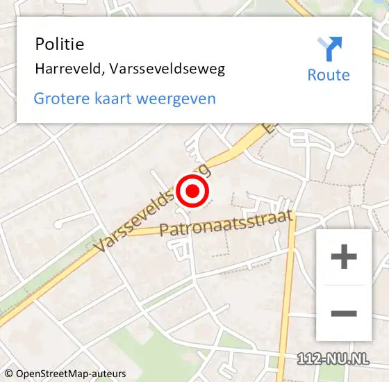Locatie op kaart van de 112 melding: Politie Harreveld, Varsseveldseweg op 21 april 2022 18:17