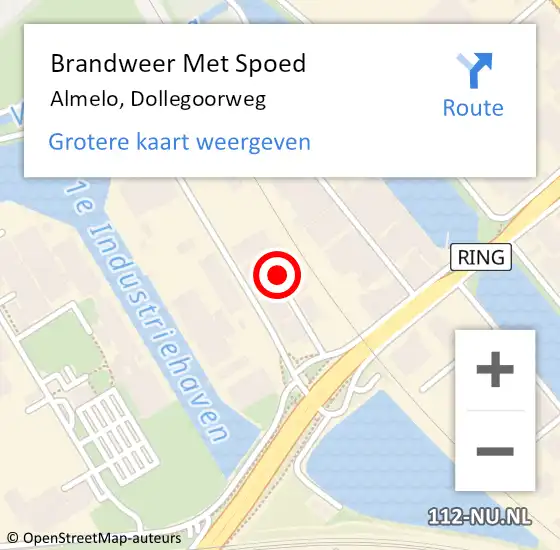 Locatie op kaart van de 112 melding: Brandweer Met Spoed Naar Almelo, Dollegoorweg op 21 april 2022 19:04