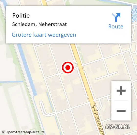 Locatie op kaart van de 112 melding: Politie Schiedam, Neherstraat op 21 april 2022 19:48