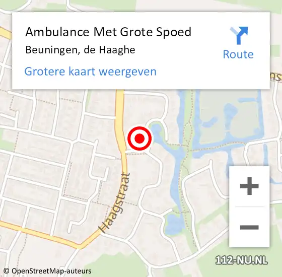 Locatie op kaart van de 112 melding: Ambulance Met Grote Spoed Naar Beuningen, de Haaghe op 21 april 2022 21:22