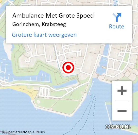 Locatie op kaart van de 112 melding: Ambulance Met Grote Spoed Naar Gorinchem, Krabsteeg op 21 april 2022 21:25
