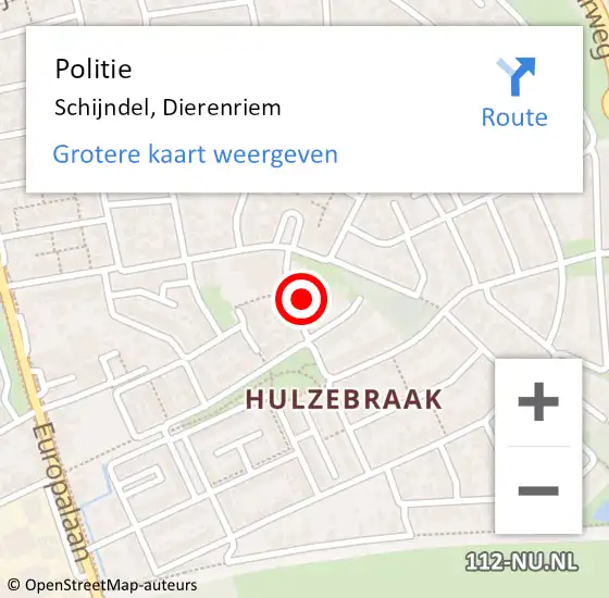 Locatie op kaart van de 112 melding: Politie Schijndel, Dierenriem op 22 april 2022 00:36