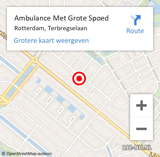 Locatie op kaart van de 112 melding: Ambulance Met Grote Spoed Naar Rotterdam, Terbregselaan op 22 april 2022 05:48