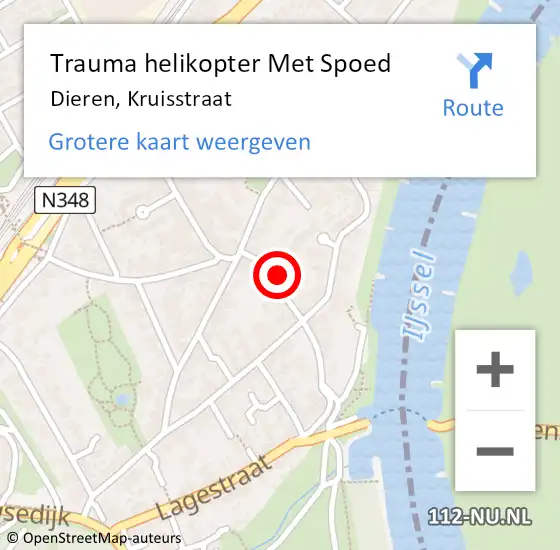 Locatie op kaart van de 112 melding: Trauma helikopter Met Spoed Naar Dieren, Kruisstraat op 22 april 2022 08:18
