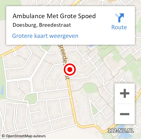 Locatie op kaart van de 112 melding: Ambulance Met Grote Spoed Naar Doesburg, Breedestraat op 22 april 2022 08:27
