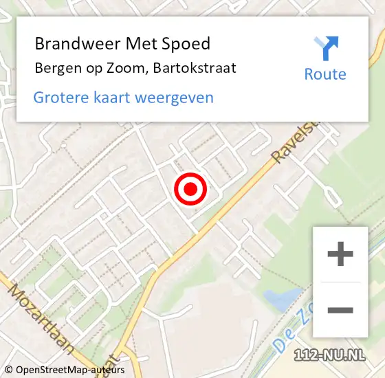 Locatie op kaart van de 112 melding: Brandweer Met Spoed Naar Bergen op Zoom, Bartokstraat op 22 april 2022 10:54