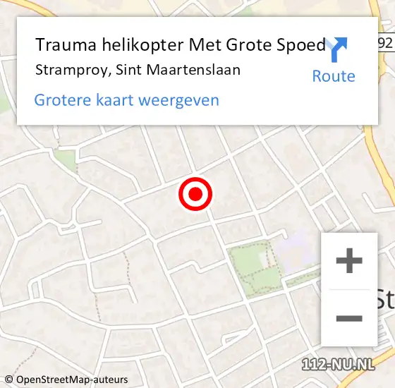 Locatie op kaart van de 112 melding: Trauma helikopter Met Grote Spoed Naar Stramproy, Sint Maartenslaan op 22 april 2022 14:11