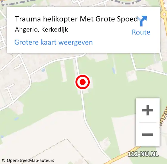 Locatie op kaart van de 112 melding: Trauma helikopter Met Grote Spoed Naar Angerlo, Kerkedijk op 22 april 2022 16:29