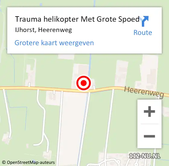 Locatie op kaart van de 112 melding: Trauma helikopter Met Grote Spoed Naar IJhorst, Heerenweg op 22 april 2022 17:03