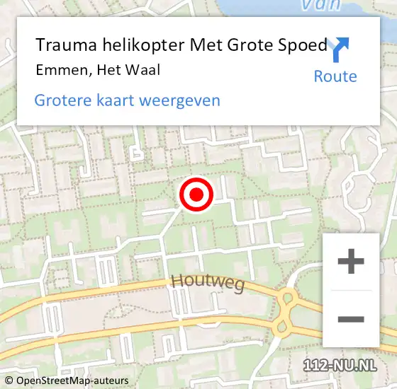 Locatie op kaart van de 112 melding: Trauma helikopter Met Grote Spoed Naar Emmen, Het Waal op 22 april 2022 17:24