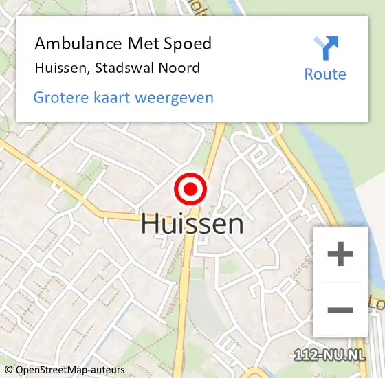 Locatie op kaart van de 112 melding: Ambulance Met Spoed Naar Huissen, Stadswal Noord op 22 april 2022 17:55