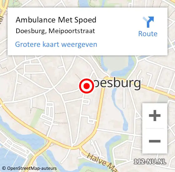 Locatie op kaart van de 112 melding: Ambulance Met Spoed Naar Doesburg, Meipoortstraat op 22 april 2022 18:44