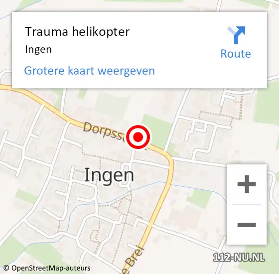 Locatie op kaart van de 112 melding: Trauma helikopter Ingen op 22 april 2022 19:14