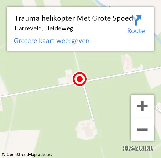 Locatie op kaart van de 112 melding: Trauma helikopter Met Grote Spoed Naar Harreveld, Heideweg op 22 april 2022 19:52