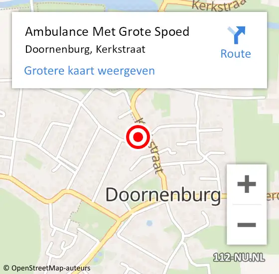 Locatie op kaart van de 112 melding: Ambulance Met Grote Spoed Naar Doornenburg, Kerkstraat op 22 april 2022 21:51