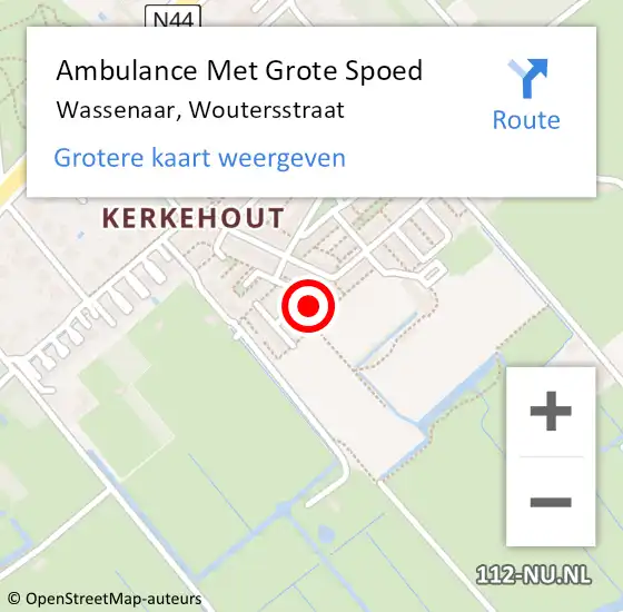 Locatie op kaart van de 112 melding: Ambulance Met Grote Spoed Naar Wassenaar, Woutersstraat op 23 april 2022 02:12