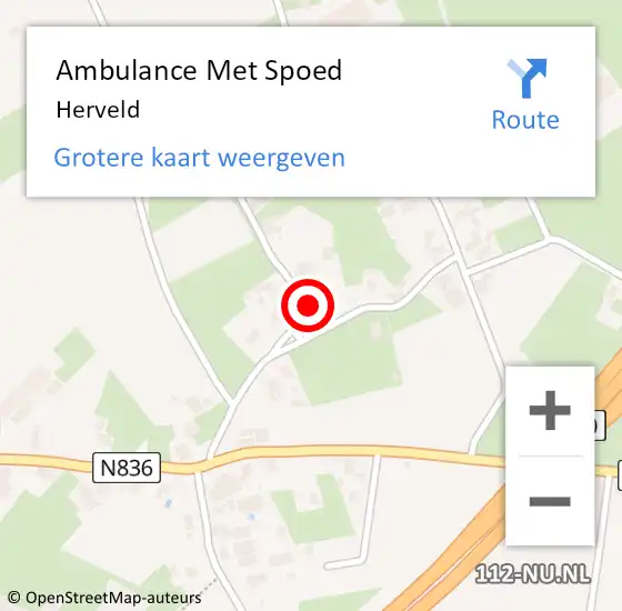 Locatie op kaart van de 112 melding: Ambulance Met Spoed Naar Herveld op 15 juli 2014 10:42