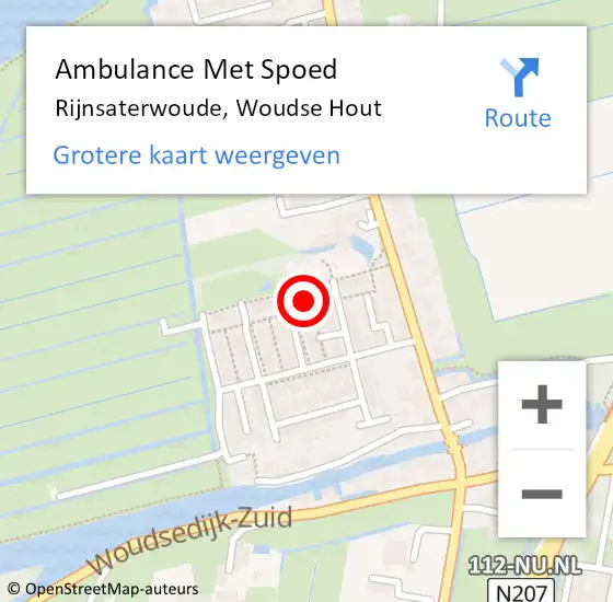 Locatie op kaart van de 112 melding: Ambulance Met Spoed Naar Rijnsaterwoude, Woudse Hout op 23 april 2022 08:12