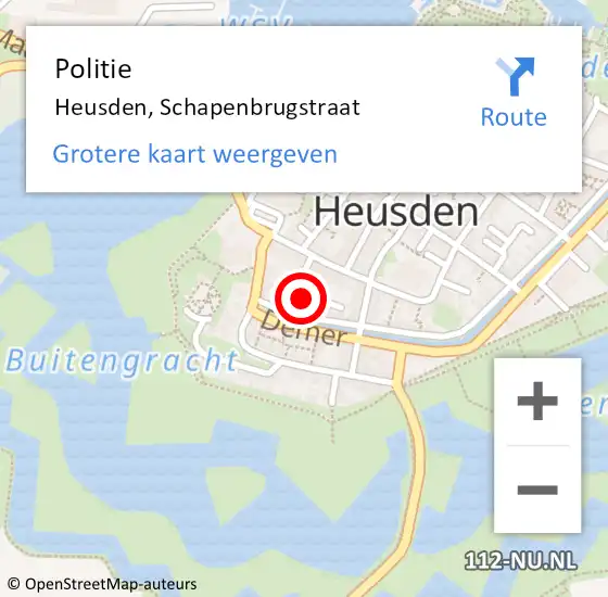 Locatie op kaart van de 112 melding: Politie Heusden, Schapenbrugstraat op 23 april 2022 10:32