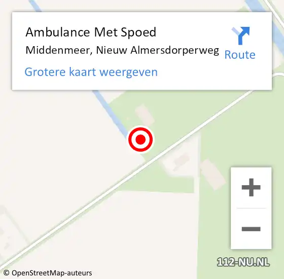 Locatie op kaart van de 112 melding: Ambulance Met Spoed Naar Middenmeer, Nieuw Almersdorperweg op 23 april 2022 10:40