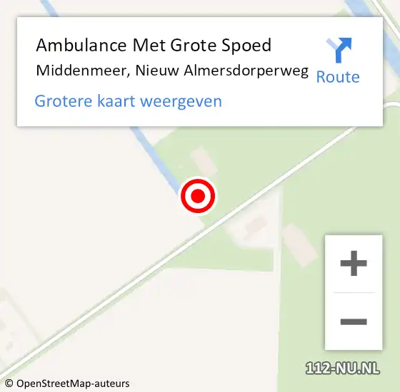 Locatie op kaart van de 112 melding: Ambulance Met Grote Spoed Naar Middenmeer, Nieuw Almersdorperweg op 23 april 2022 10:44