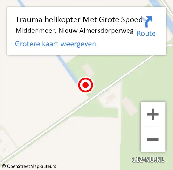 Locatie op kaart van de 112 melding: Trauma helikopter Met Grote Spoed Naar Middenmeer, Nieuw Almersdorperweg op 23 april 2022 10:44