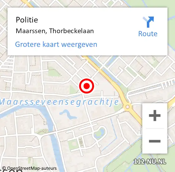 Locatie op kaart van de 112 melding: Politie Maarssen, Thorbeckelaan op 23 april 2022 10:55
