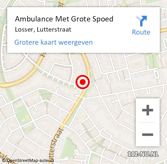 Locatie op kaart van de 112 melding: Ambulance Met Grote Spoed Naar Losser, Lutterstraat op 23 april 2022 12:04