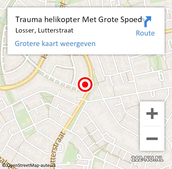 Locatie op kaart van de 112 melding: Trauma helikopter Met Grote Spoed Naar Losser, Lutterstraat op 23 april 2022 12:05