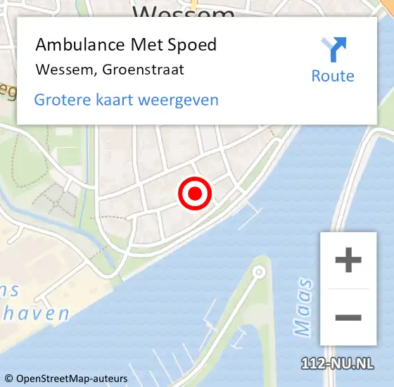 Locatie op kaart van de 112 melding: Ambulance Met Spoed Naar Wessem, Groenstraat op 23 april 2022 13:21