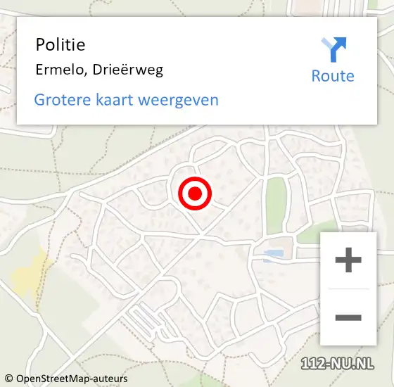 Locatie op kaart van de 112 melding: Politie Ermelo, Drieërweg op 23 april 2022 15:53