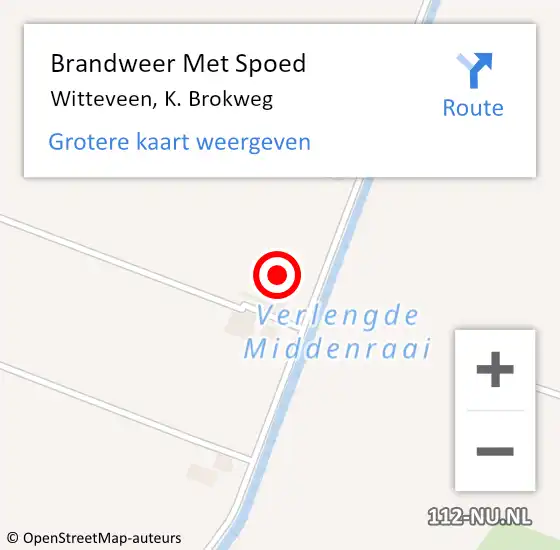 Locatie op kaart van de 112 melding: Brandweer Met Spoed Naar Witteveen, K. Brokweg op 23 april 2022 20:29