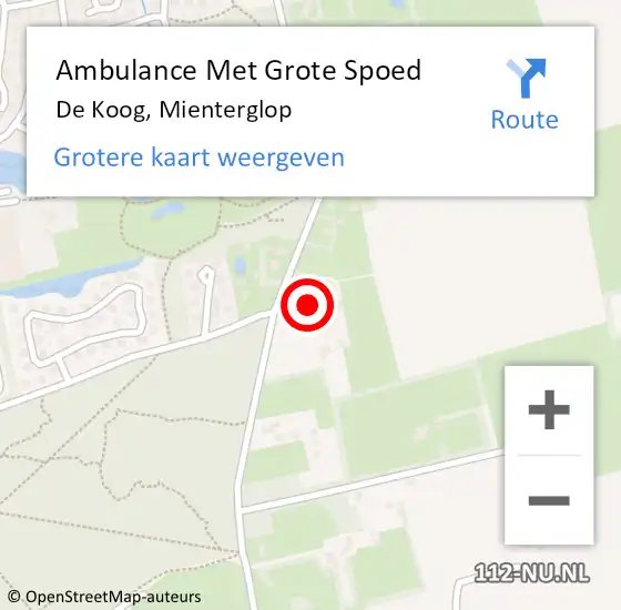 Locatie op kaart van de 112 melding: Ambulance Met Grote Spoed Naar De Koog, Mienterglop op 23 april 2022 20:55