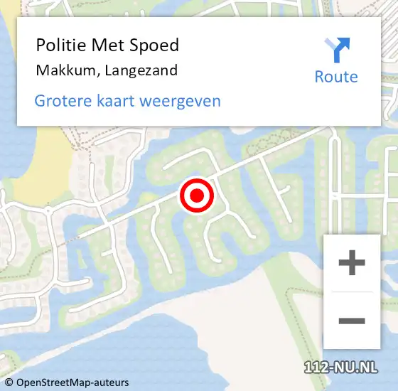 Locatie op kaart van de 112 melding: Politie Met Spoed Naar Makkum, Langezand op 23 april 2022 21:35