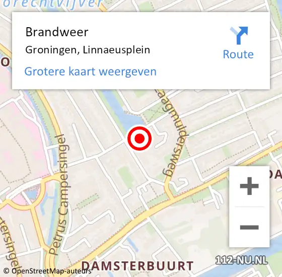 Locatie op kaart van de 112 melding: Brandweer Groningen, Linnaeusplein op 23 april 2022 23:51