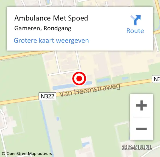 Locatie op kaart van de 112 melding: Ambulance Met Spoed Naar Gameren, Rondgang op 24 april 2022 00:30