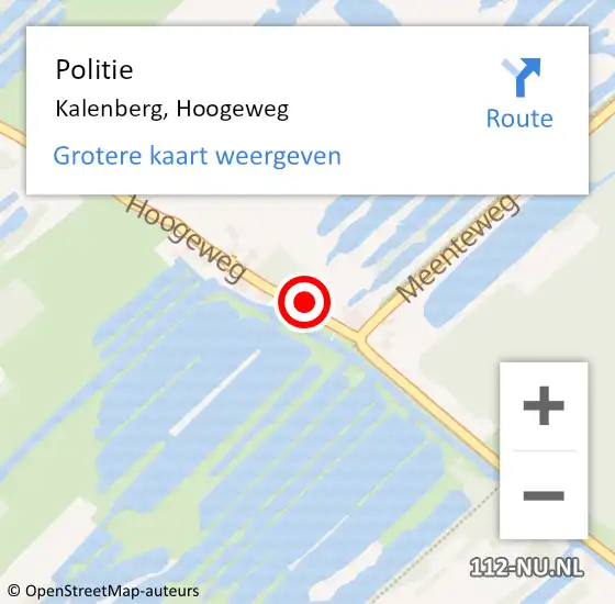 Locatie op kaart van de 112 melding: Politie Kalenberg, Hoogeweg op 24 april 2022 01:11