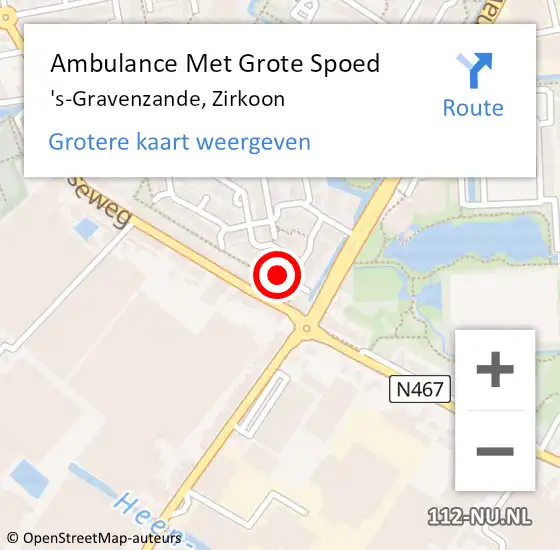 Locatie op kaart van de 112 melding: Ambulance Met Grote Spoed Naar 's-Gravenzande, Zirkoon op 24 april 2022 01:25