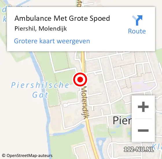 Locatie op kaart van de 112 melding: Ambulance Met Grote Spoed Naar Piershil, Molendijk op 24 april 2022 02:09