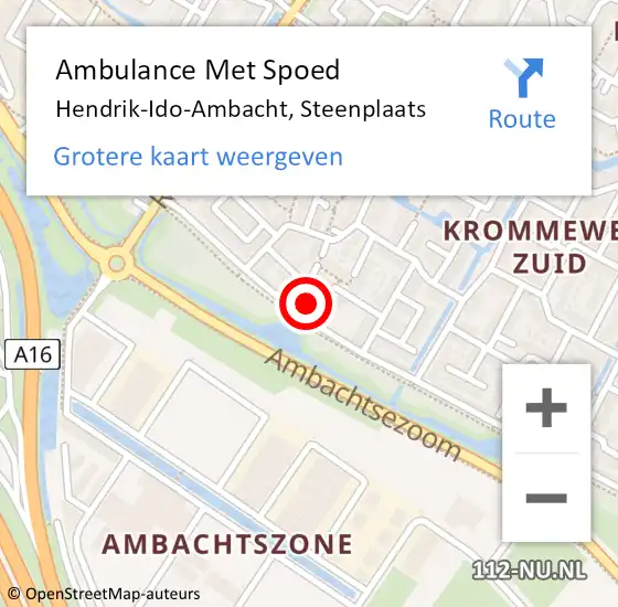 Locatie op kaart van de 112 melding: Ambulance Met Spoed Naar Hendrik-Ido-Ambacht, Steenplaats op 24 april 2022 09:59
