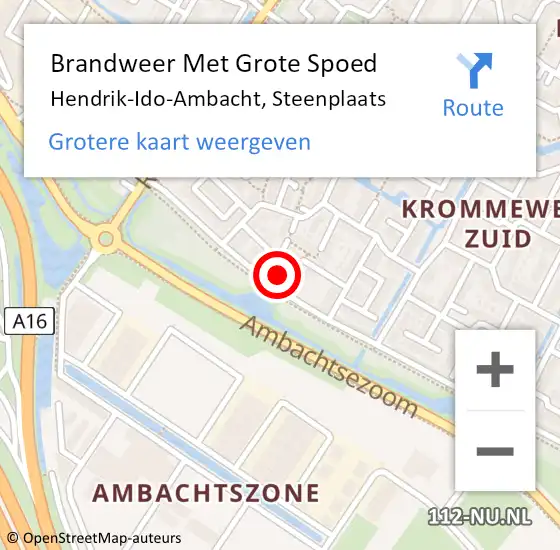 Locatie op kaart van de 112 melding: Brandweer Met Grote Spoed Naar Hendrik-Ido-Ambacht, Steenplaats op 24 april 2022 10:09