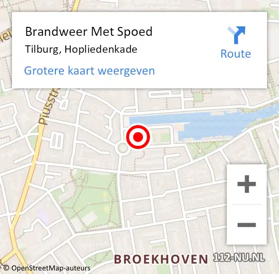 Locatie op kaart van de 112 melding: Brandweer Met Spoed Naar Tilburg, Hopliedenkade op 24 april 2022 11:14