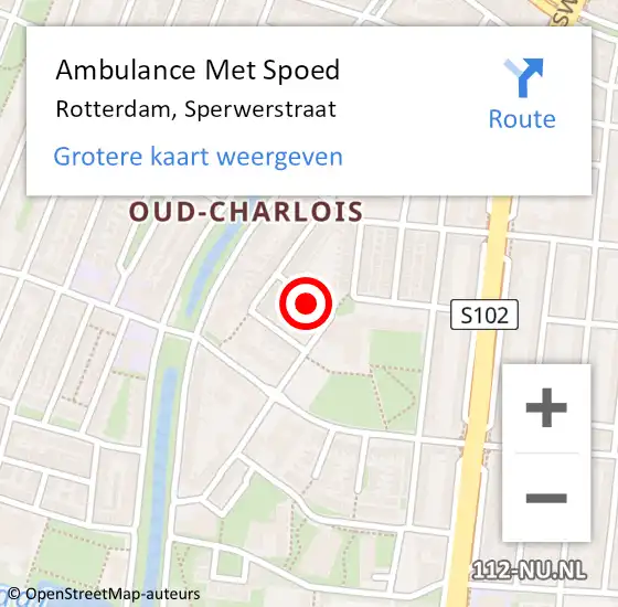 Locatie op kaart van de 112 melding: Ambulance Met Spoed Naar Rotterdam, Sperwerstraat op 24 april 2022 11:18