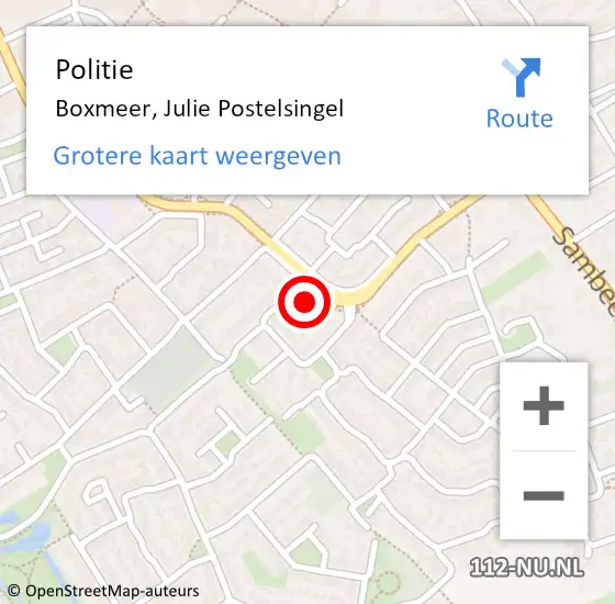 Locatie op kaart van de 112 melding: Politie Boxmeer, Julie Postelsingel op 24 april 2022 11:22